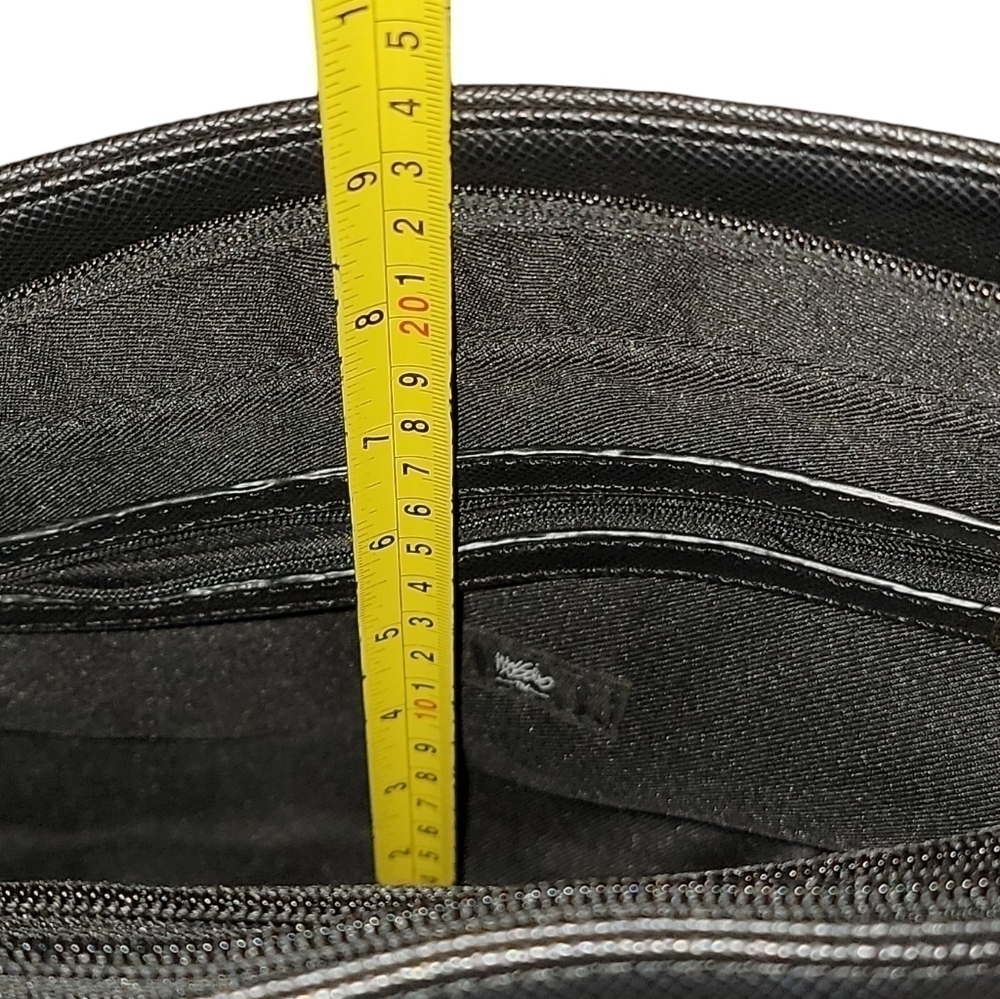 Mossimo black shoulder bag with gold accents. A lot of pockets, zippers, clean - Picture 8 of 11